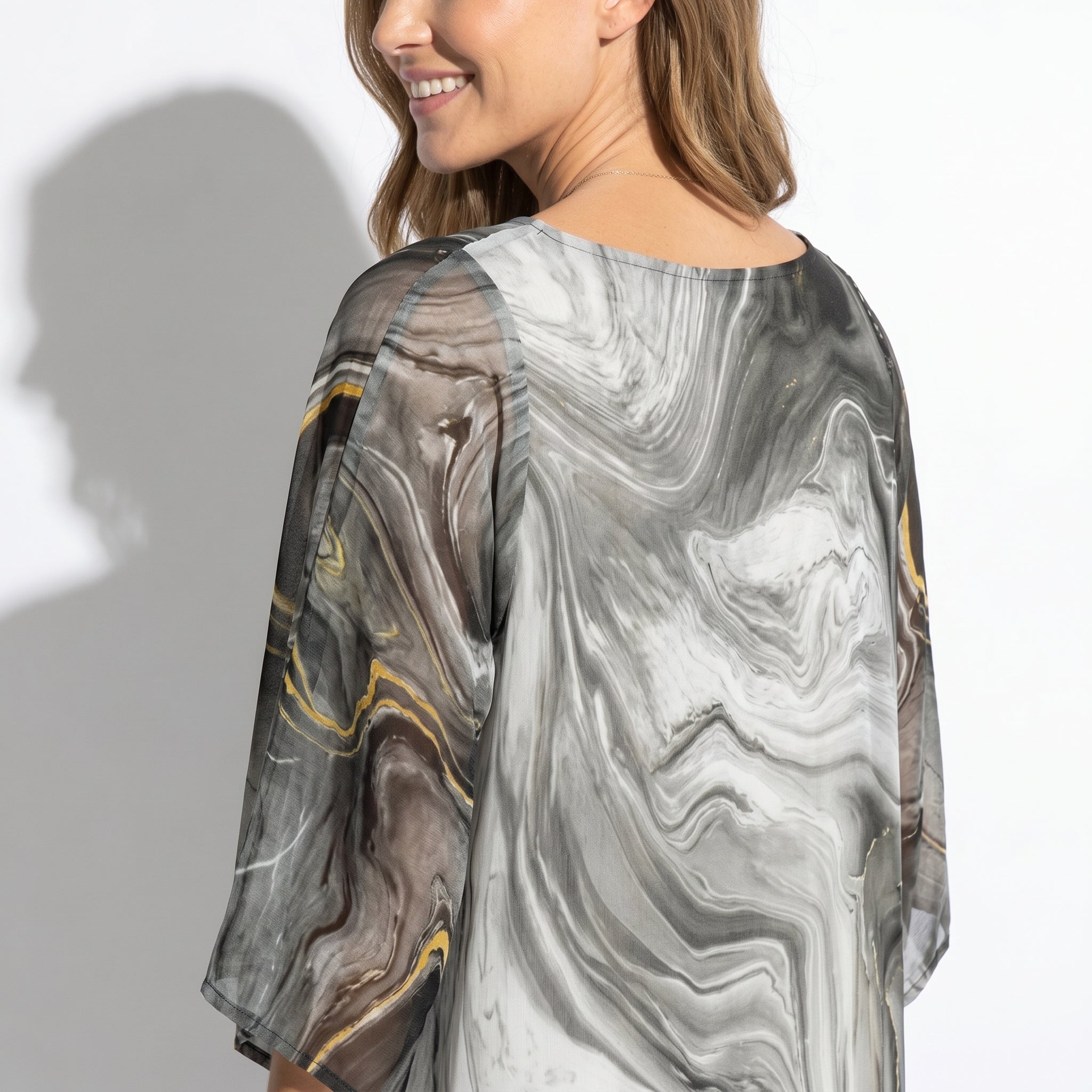 Lara - Dames Relaxed Fit Zomer Marmerprint Maxi Jurk