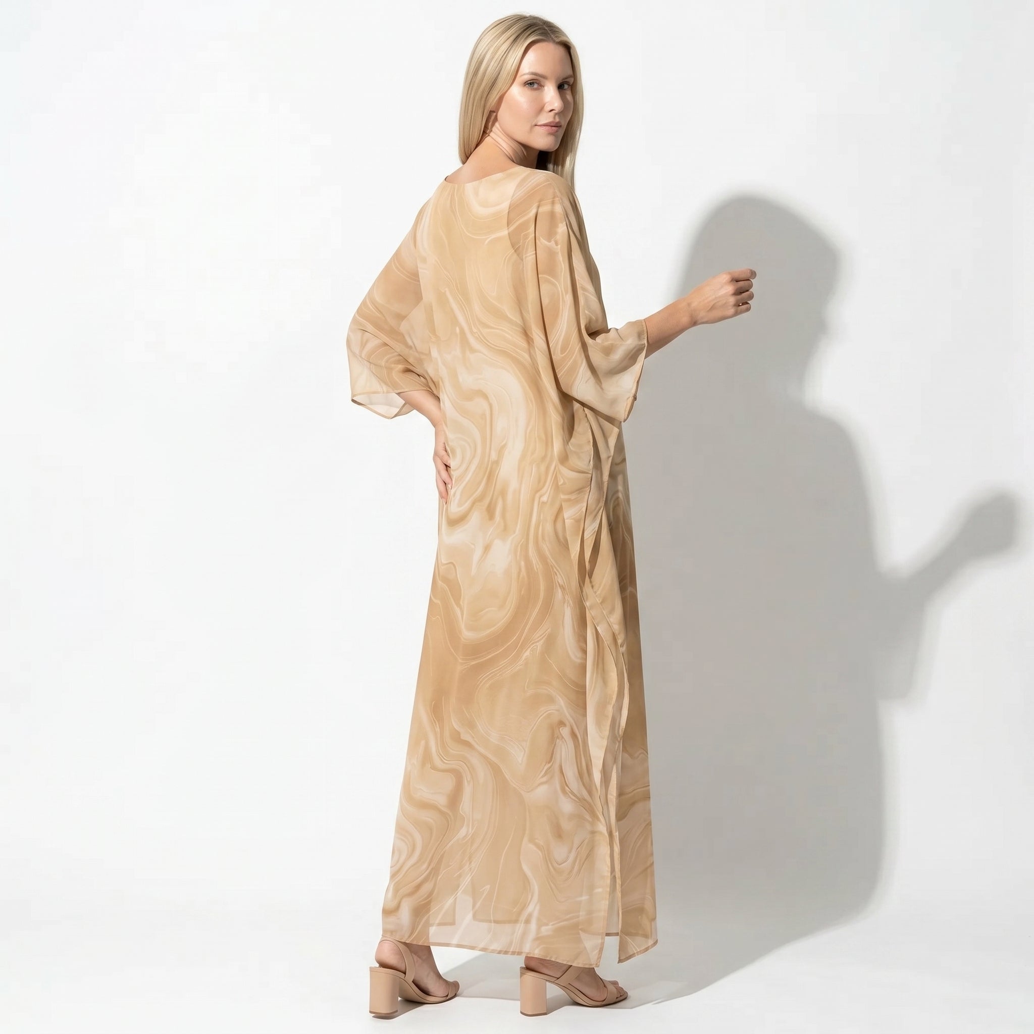 Lara - Dames Relaxed Fit Zomer Marmerprint Maxi Jurk