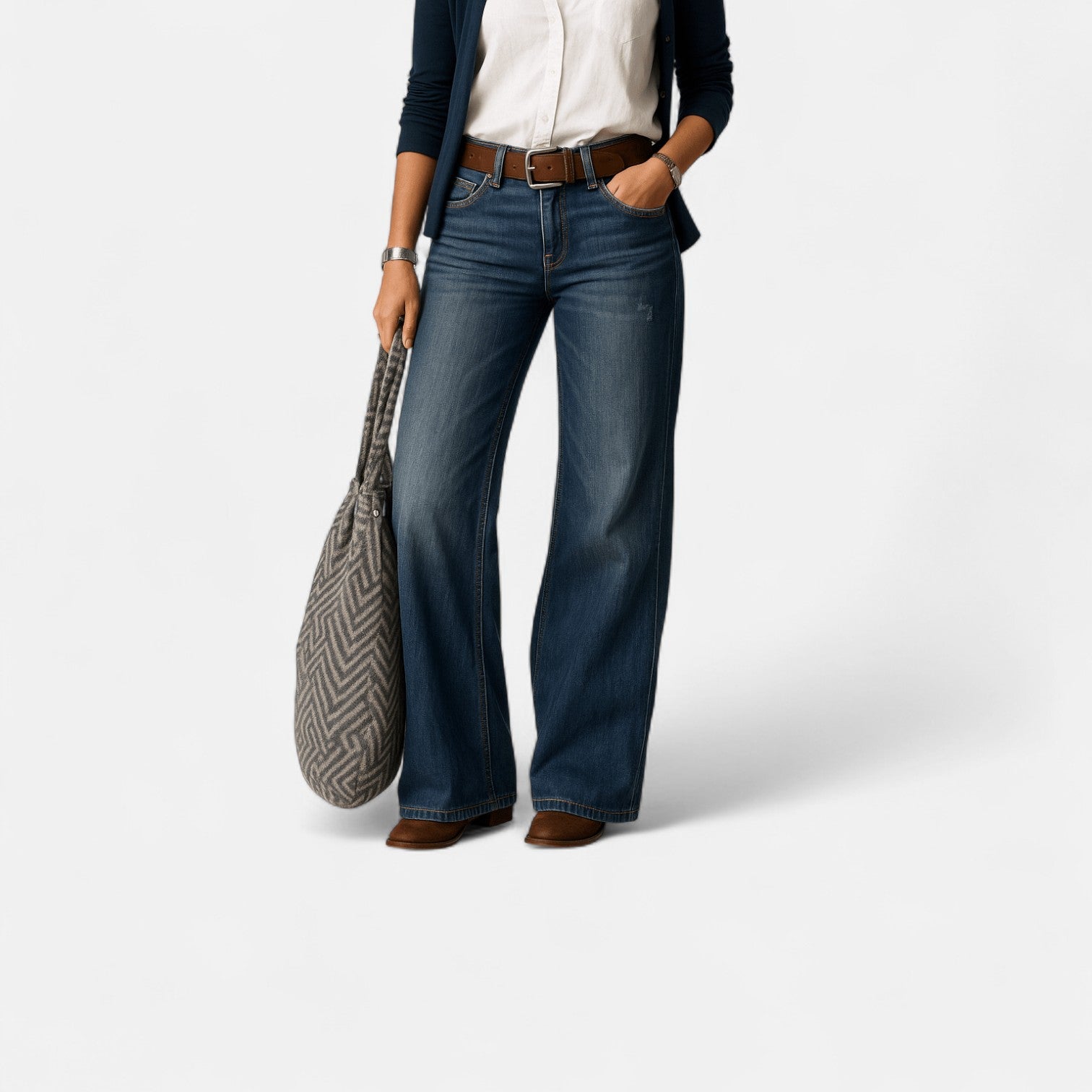 Liv – Damen Baumwolle Denim - Jeans Weites Bein - Hosen - Temala