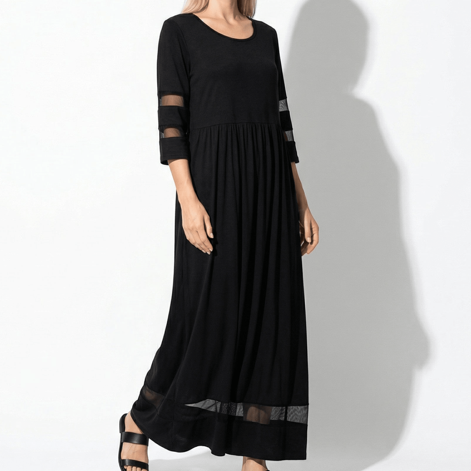 Nadia – Dames Zomer Maxi Jurk met Mesh Afwerking