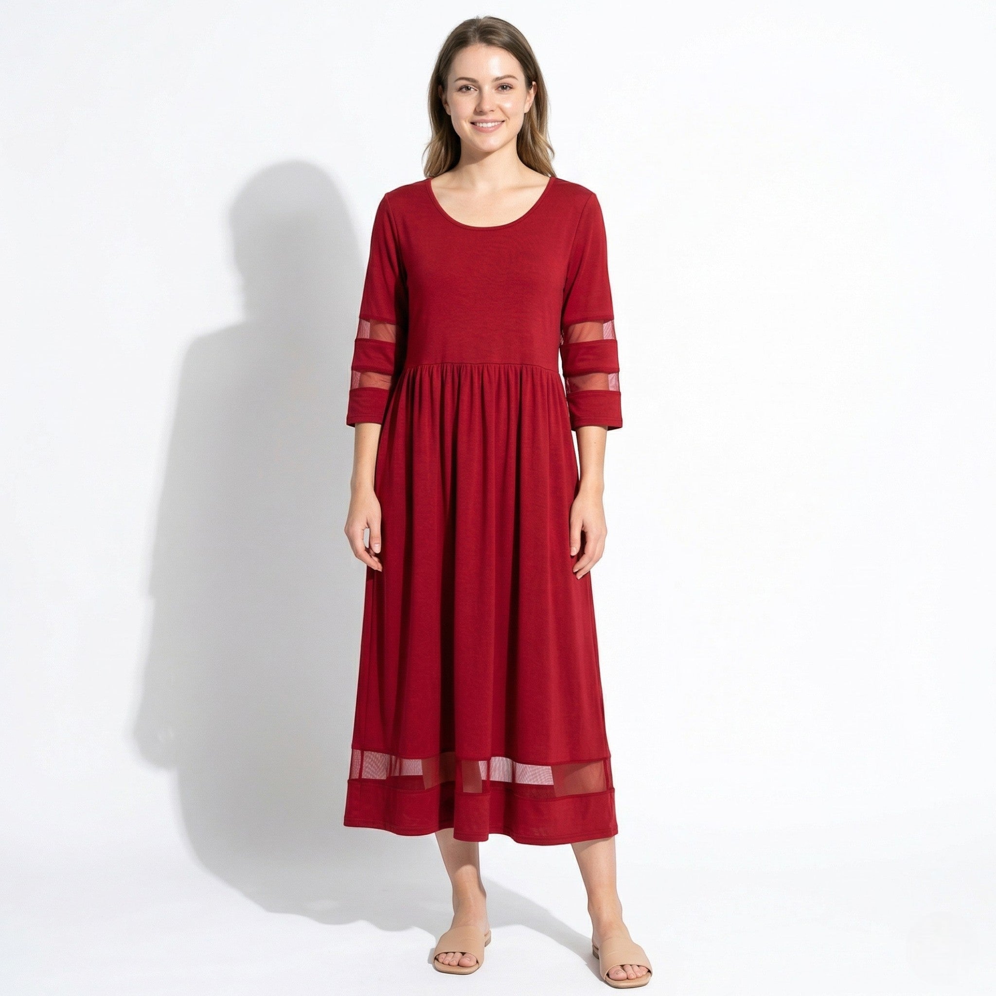 Nadia – Dames Zomer Maxi Jurk met Mesh Afwerking