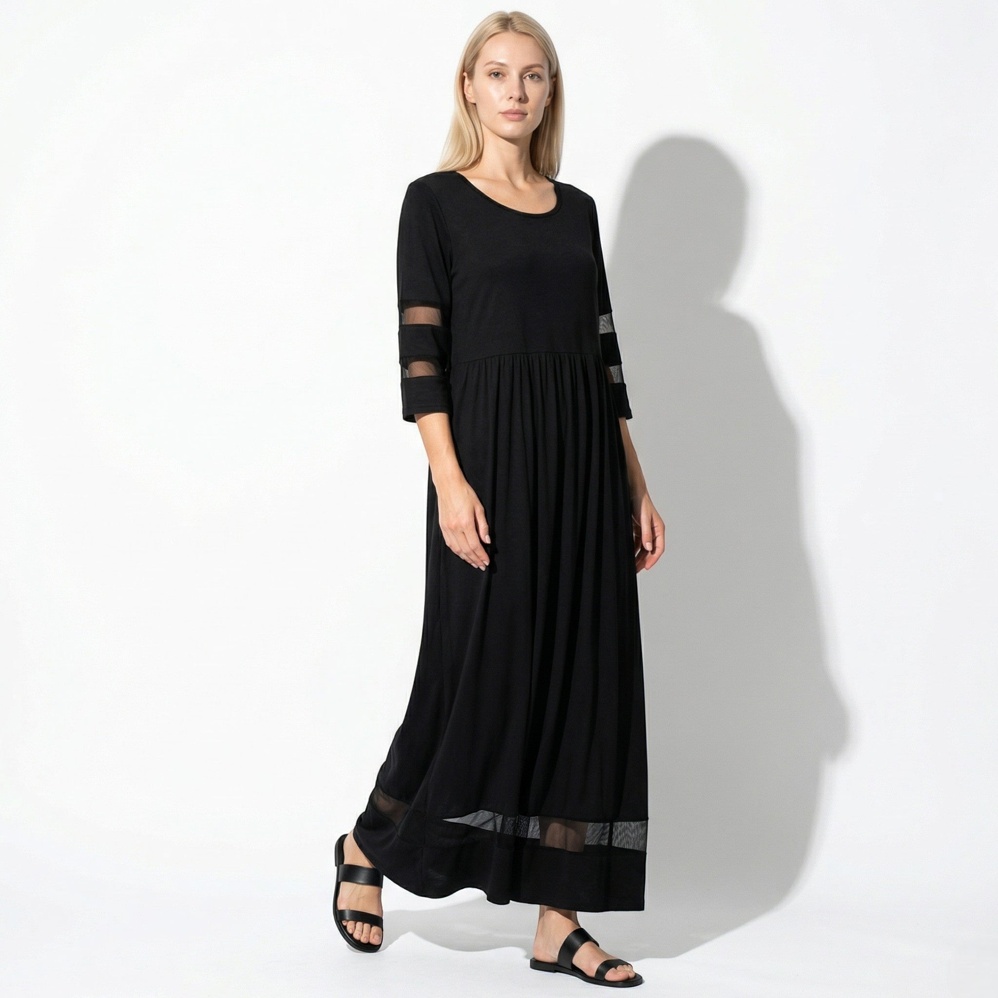 Nadia – Dames Zomer Maxi Jurk met Mesh Afwerking