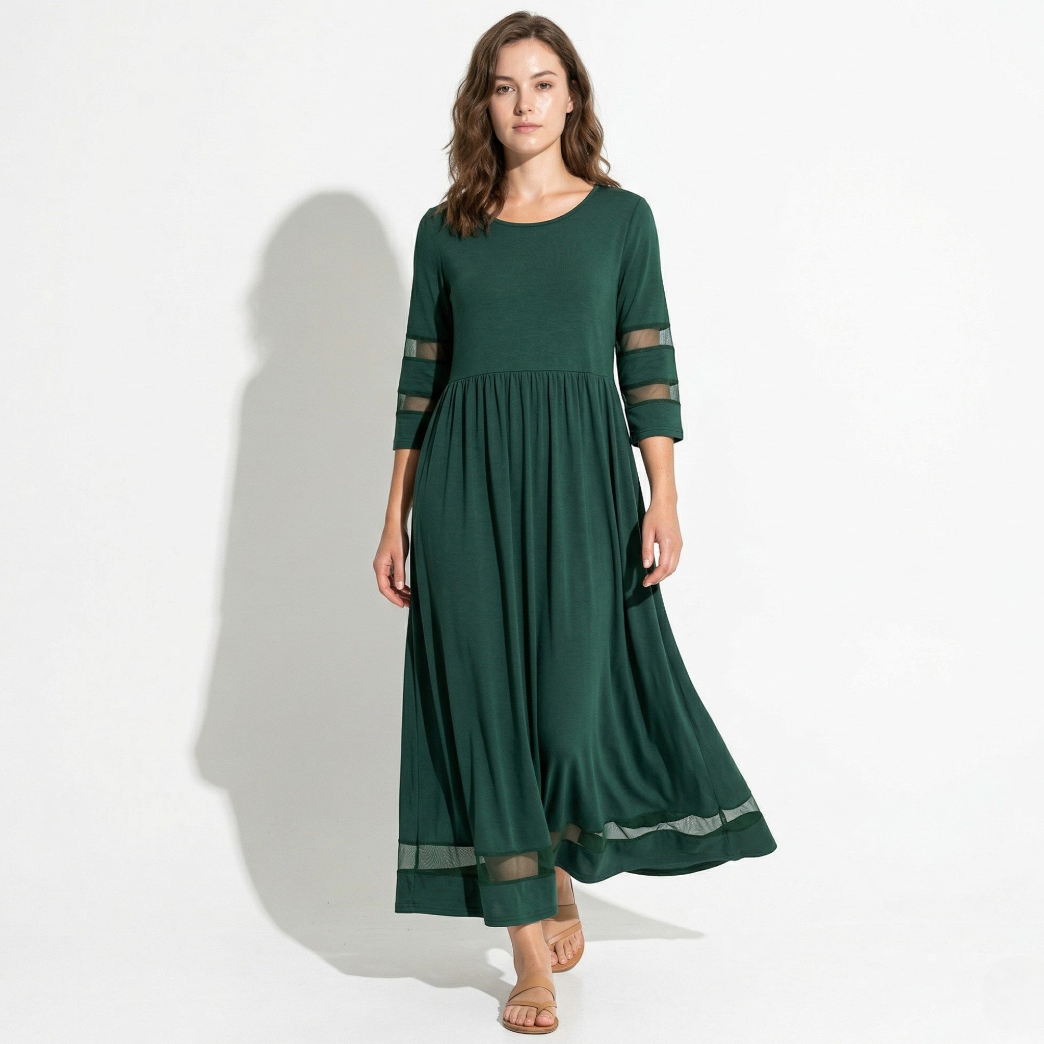 Nadia – Dames Zomer Maxi Jurk met Mesh Afwerking