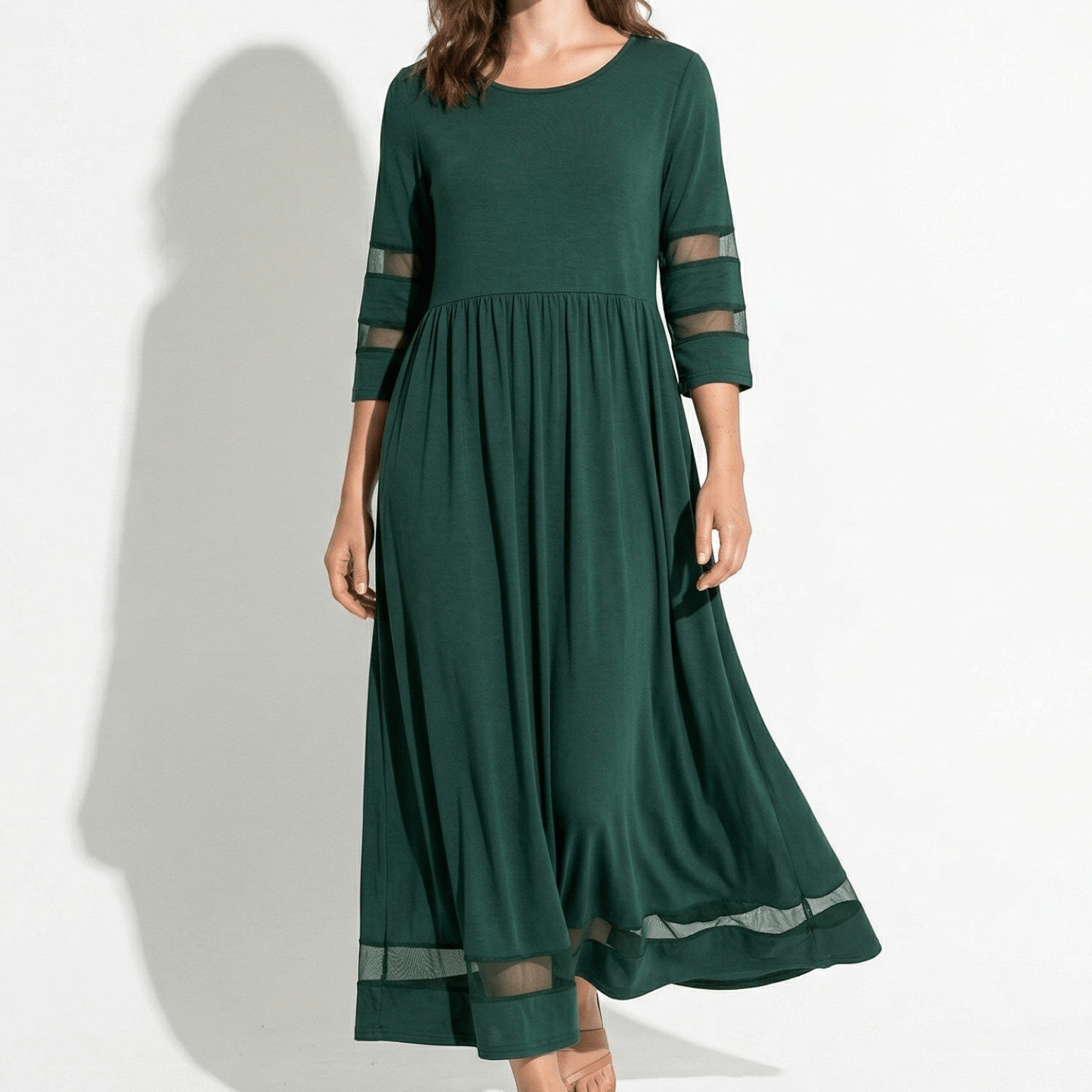Nadia – Dames Zomer Maxi Jurk met Mesh Afwerking
