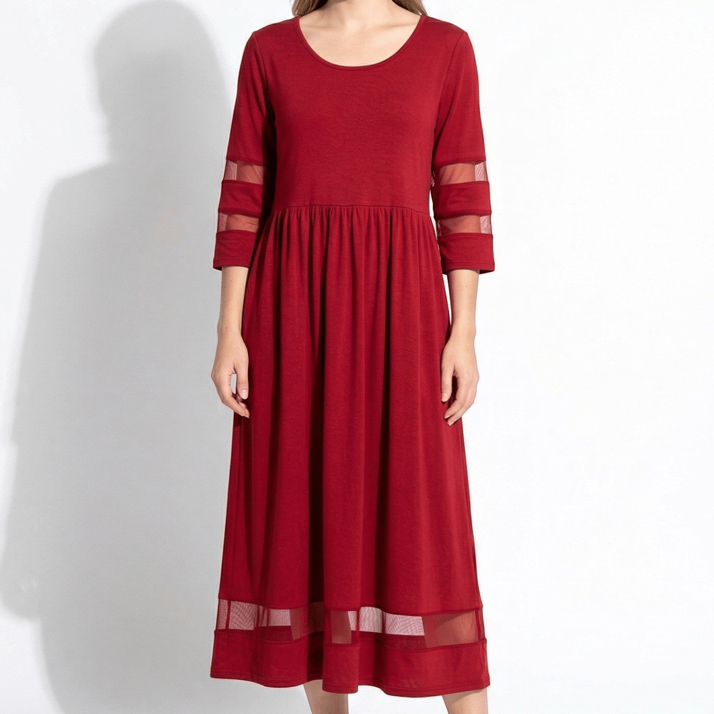 Nadia – Dames Zomer Maxi Jurk met Mesh Afwerking