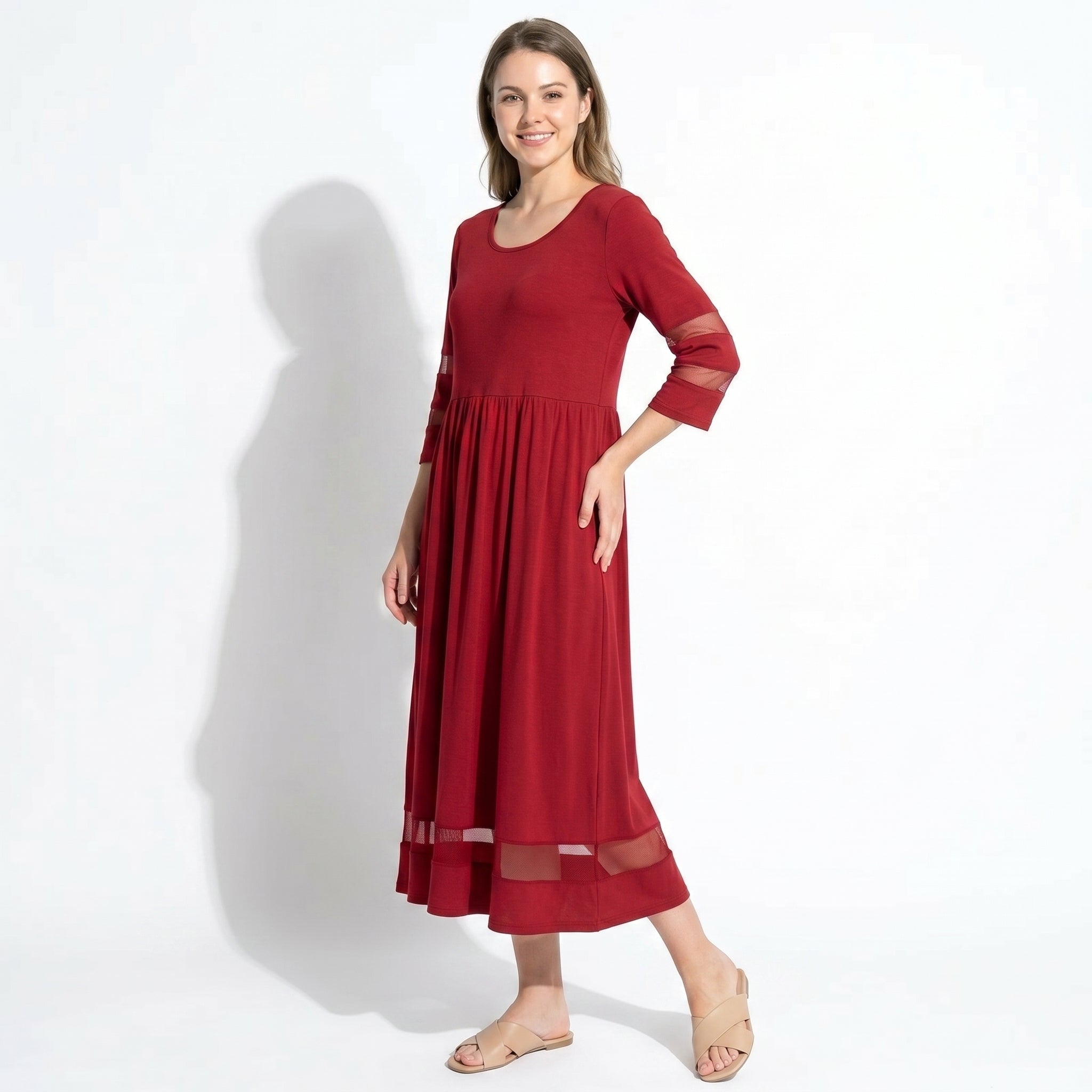 Nadia – Dames Zomer Maxi Jurk met Mesh Afwerking
