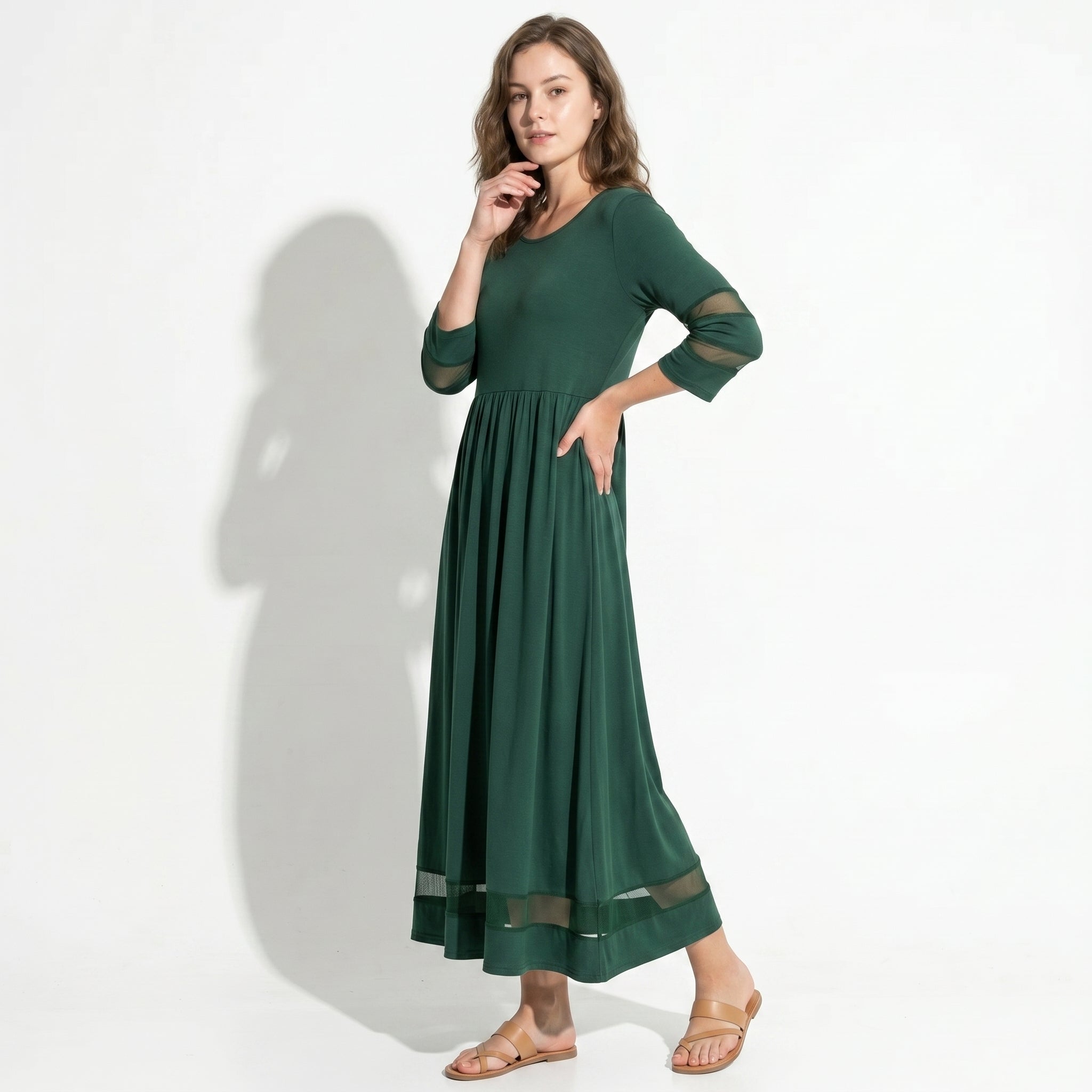Nadia – Dames Zomer Maxi Jurk met Mesh Afwerking