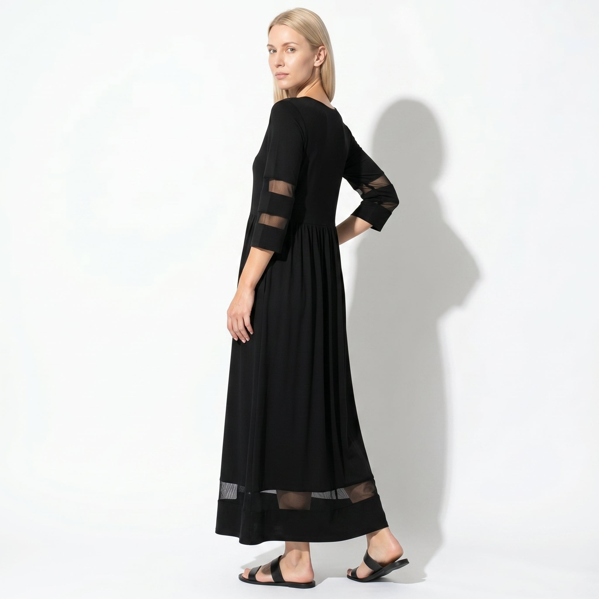 Nadia – Dames Zomer Maxi Jurk met Mesh Afwerking