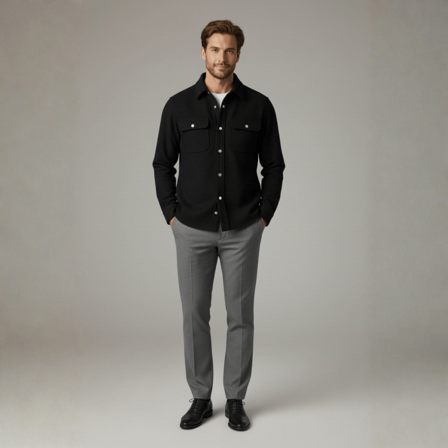 Nero – Herren Winter Overshirt Schwarz - Poloshirts - Temala