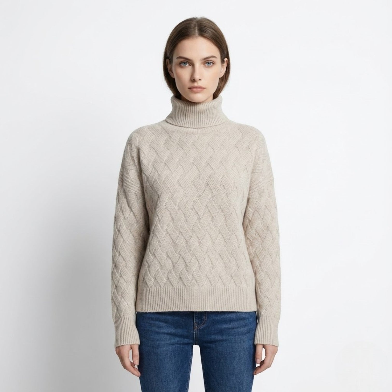 Sena – Damen Wolle Pullover mit Zopfmuster - Pullover - Temala