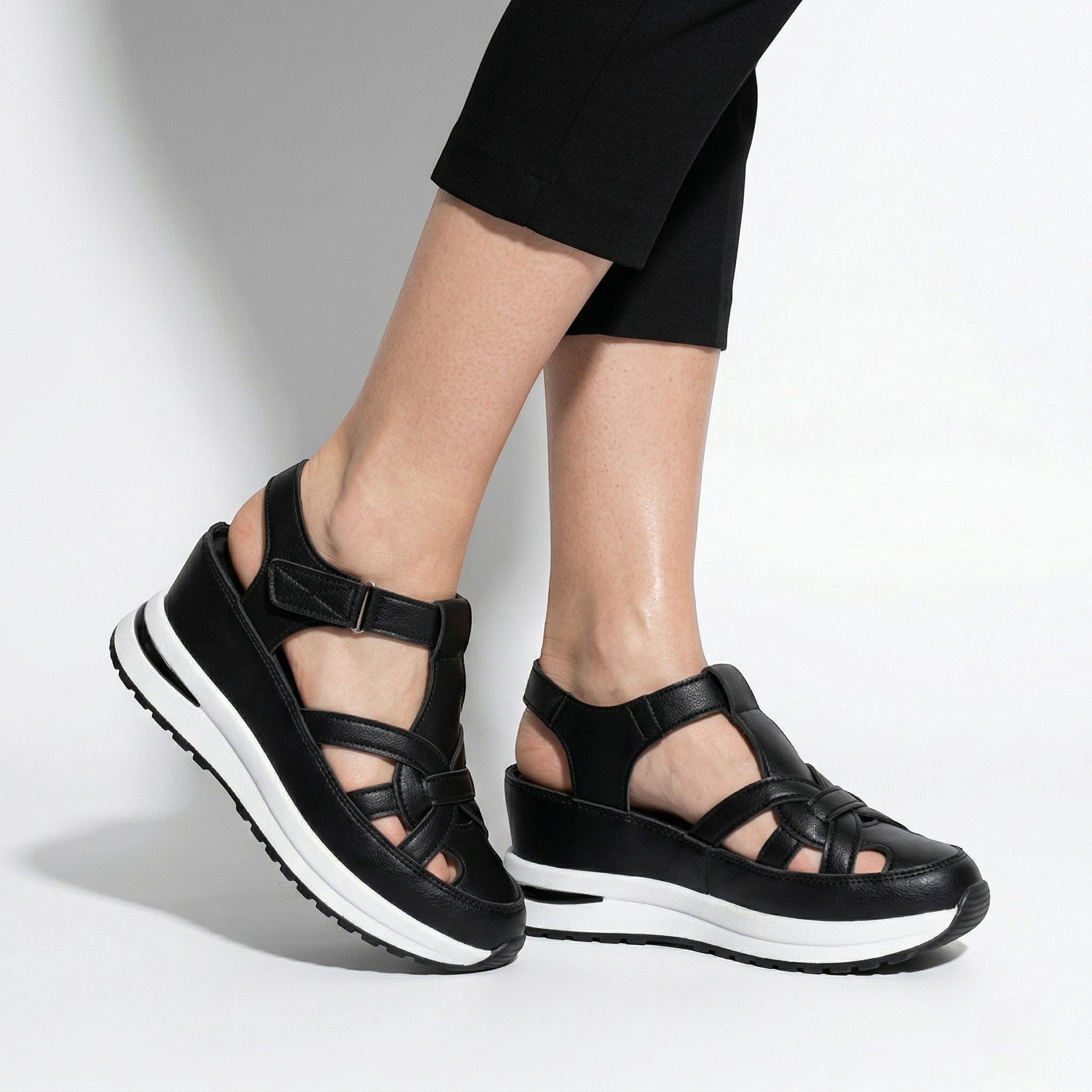 Serena - Dames Platform Sandalen met Uitsnijdingen
